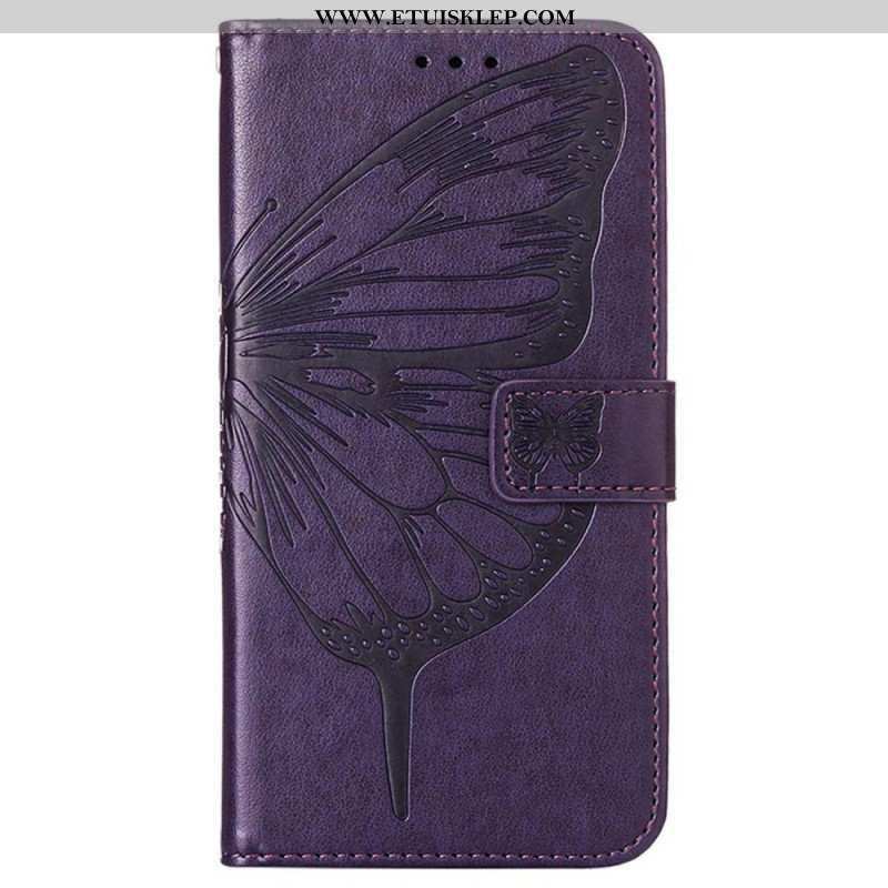 Etui Folio do Oppo Reno 8 Pro z Łańcuch Barokowy Motyl Z Paskami